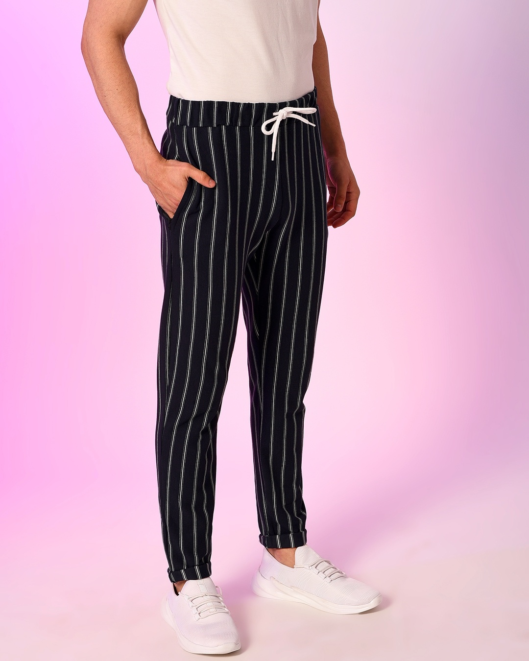 blue drawstring joggers