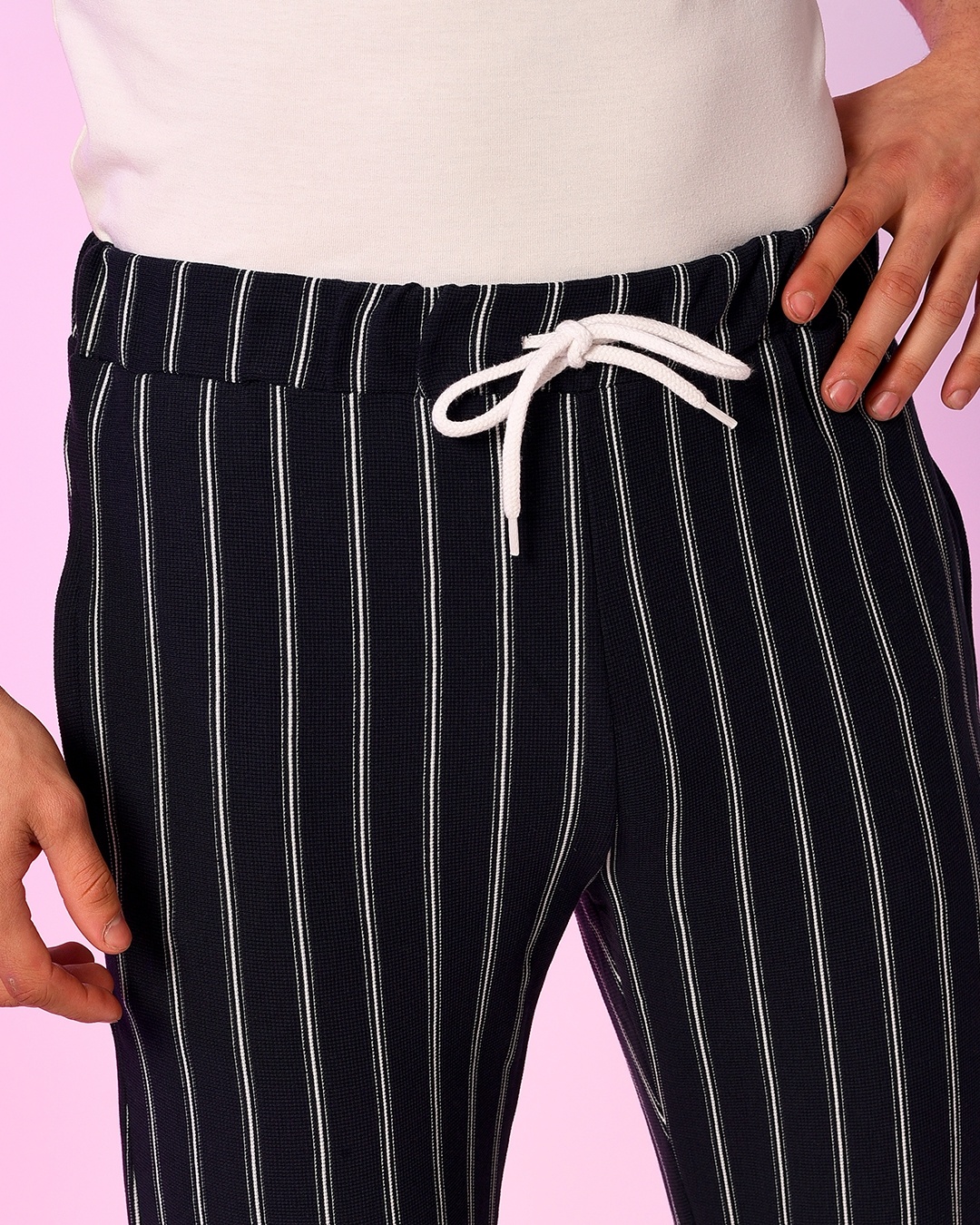 blue drawstring joggers