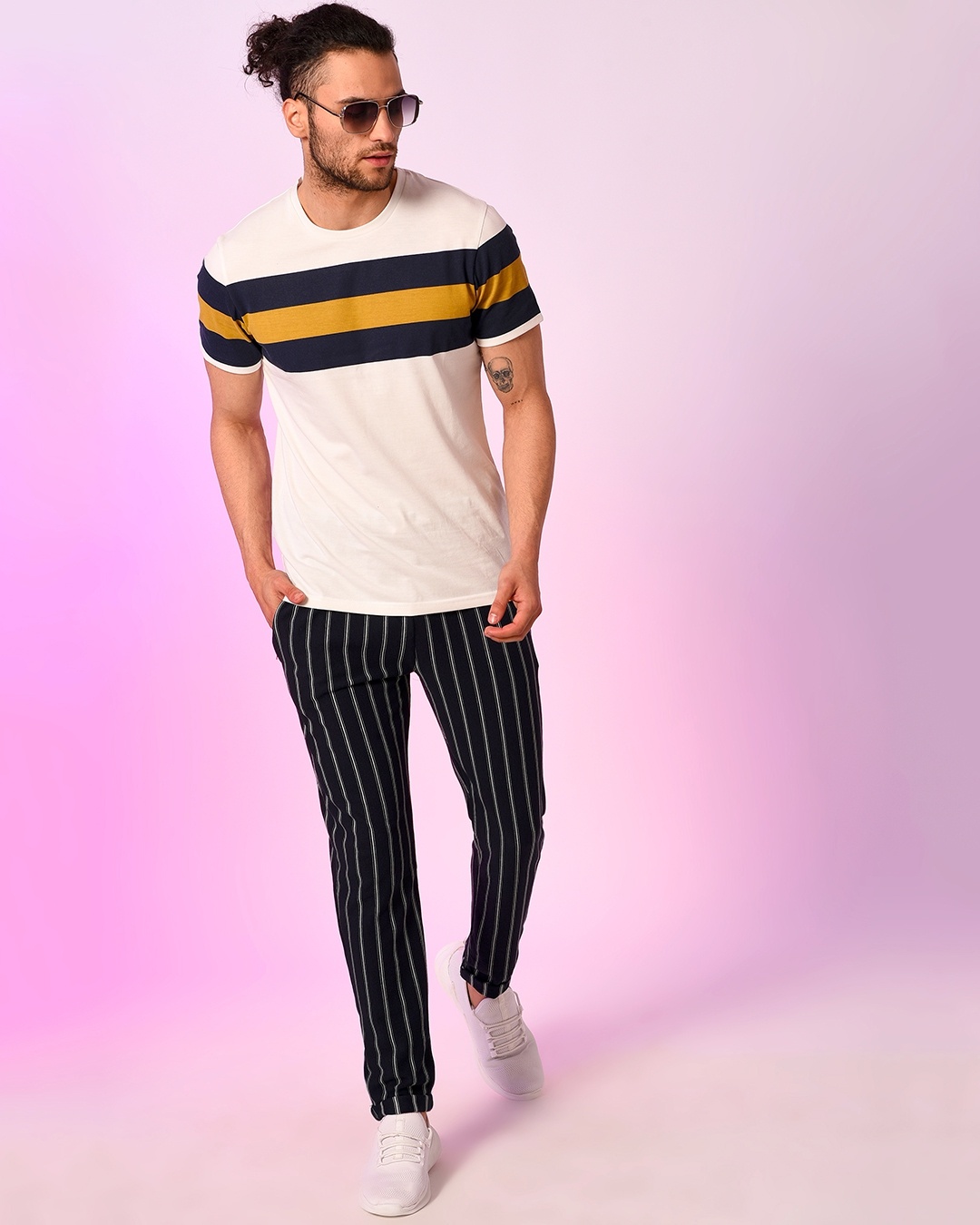 blue drawstring joggers