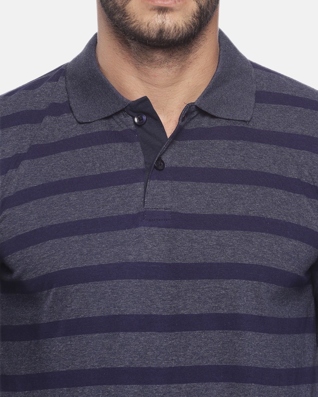 Shop Men's Blue Striped Polo T-shirt