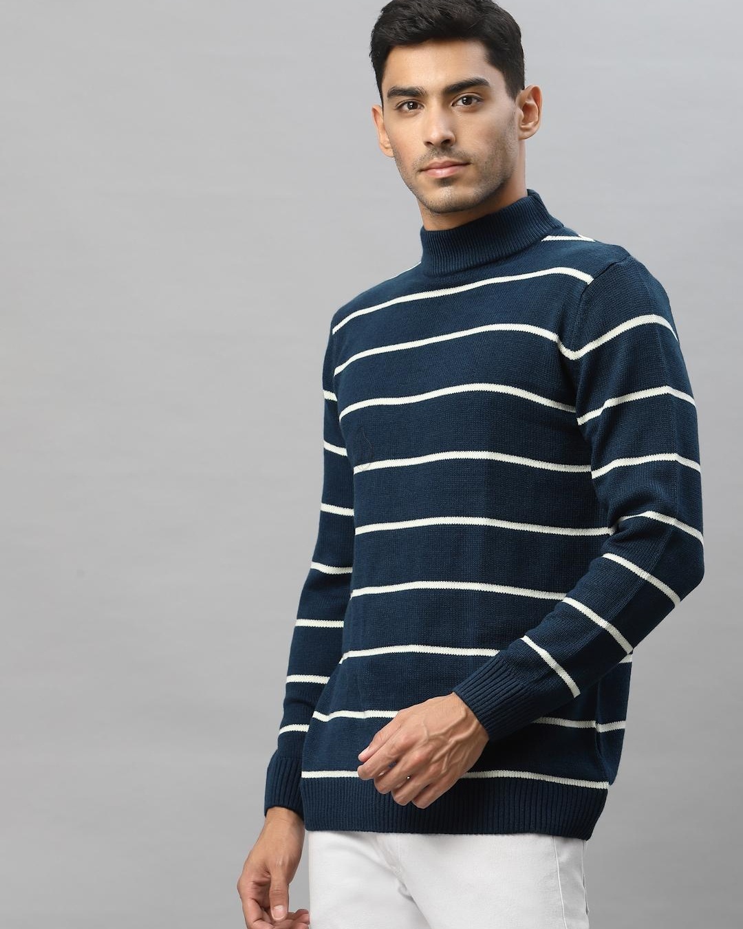 Shop Men's Blue Striped Sweater-Back