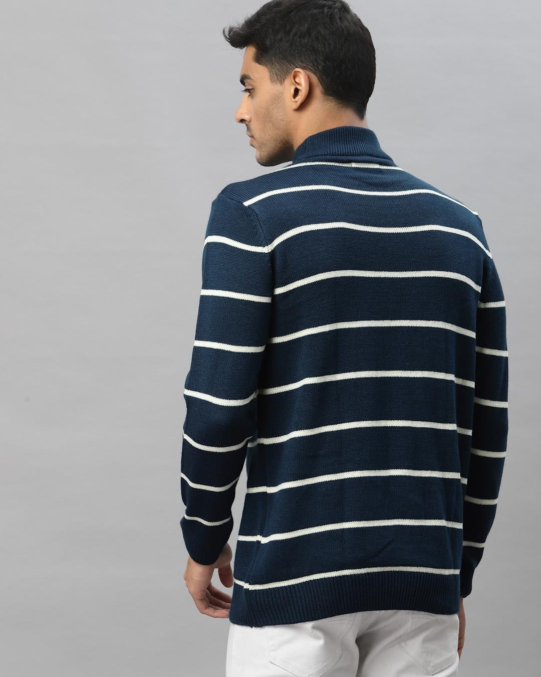 Shop Men's Blue Striped Sweater-Design