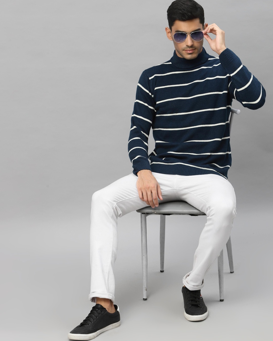 Shop Men's Blue Striped Sweater