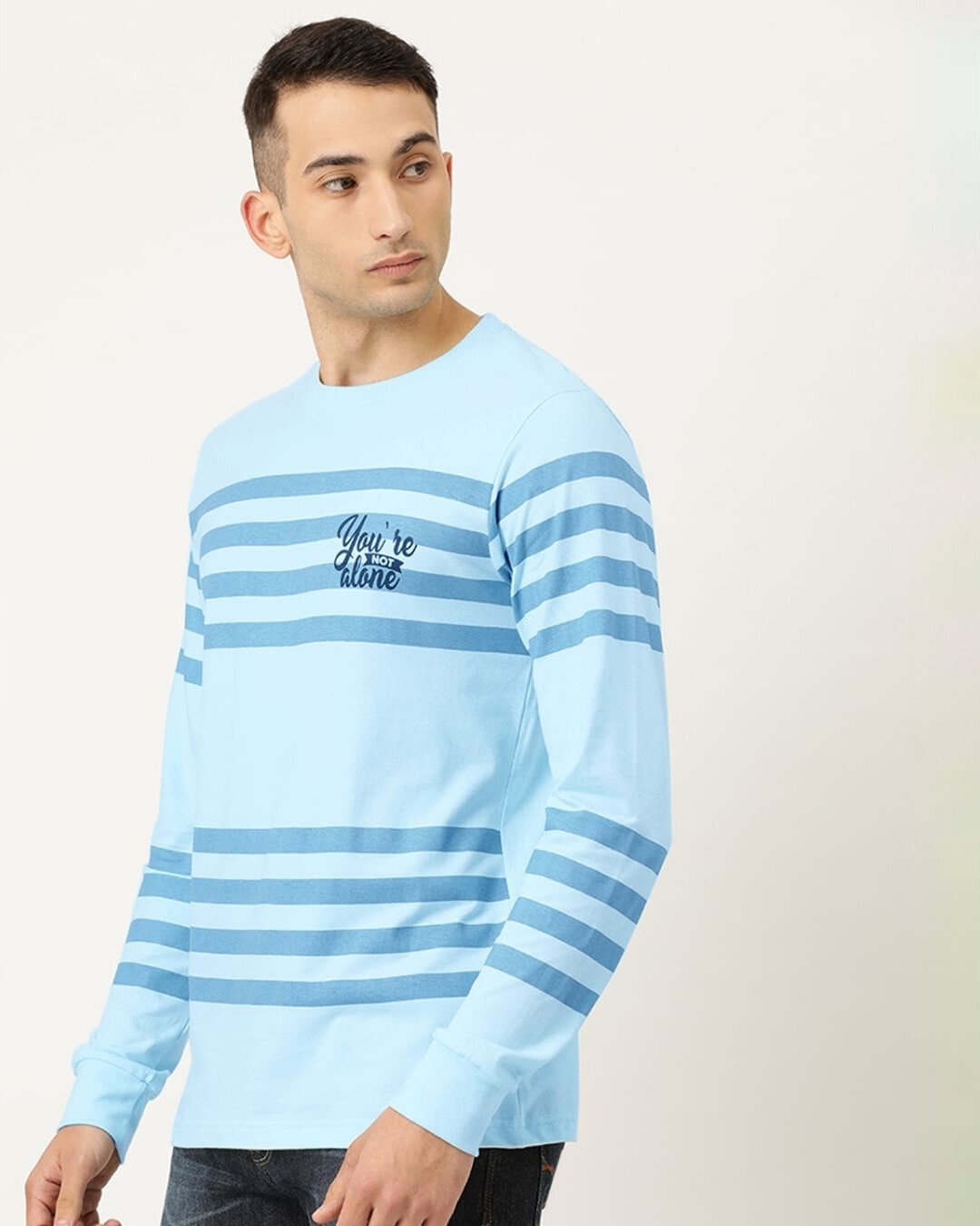 Shop Men's Blue Striped T-shirt-Design