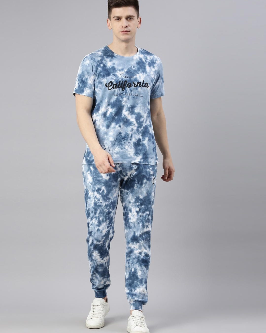 Buy Men's Blue Tie & Dye T-shirt & Pyjama Set Online in India at Bewakoof