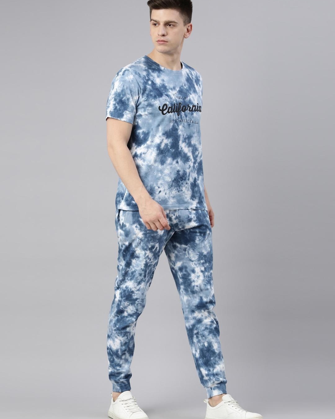 Buy Men's Blue Tie & Dye T-shirt & Pyjama Set Online in India at Bewakoof
