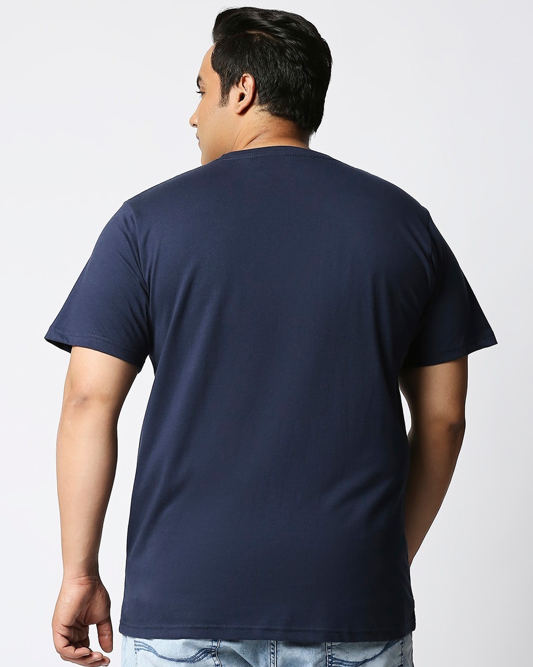Shop Men's Blue Tri Color India Typography Plus Size T-shirt-Back