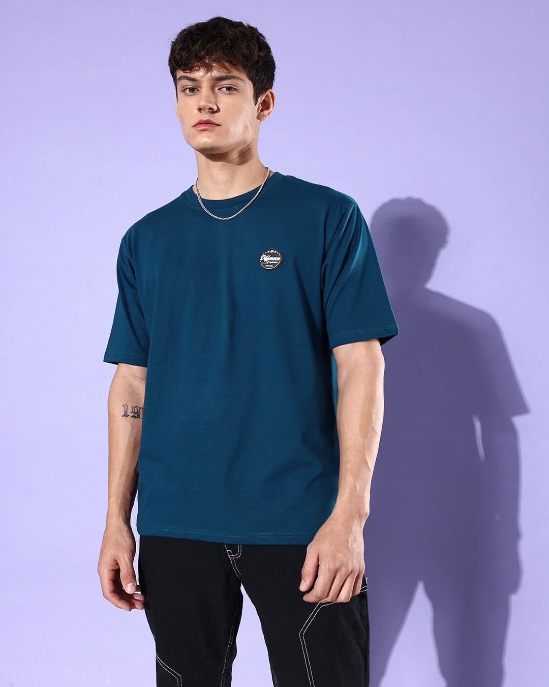 Buy Men's Blue Typography Oversized T-shirt Online at Bewakoof