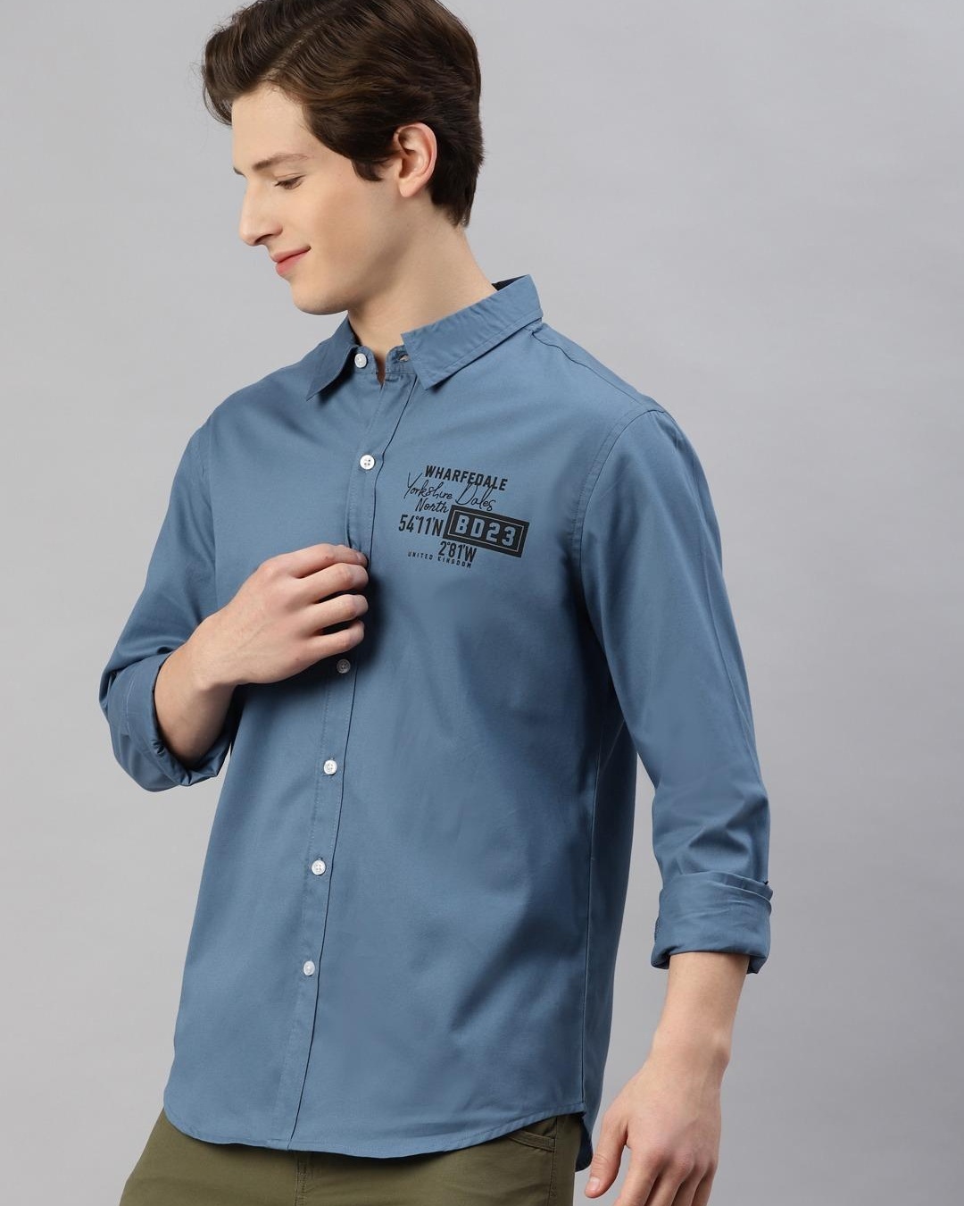 Shop Men's Blue Typography Shirt-Back