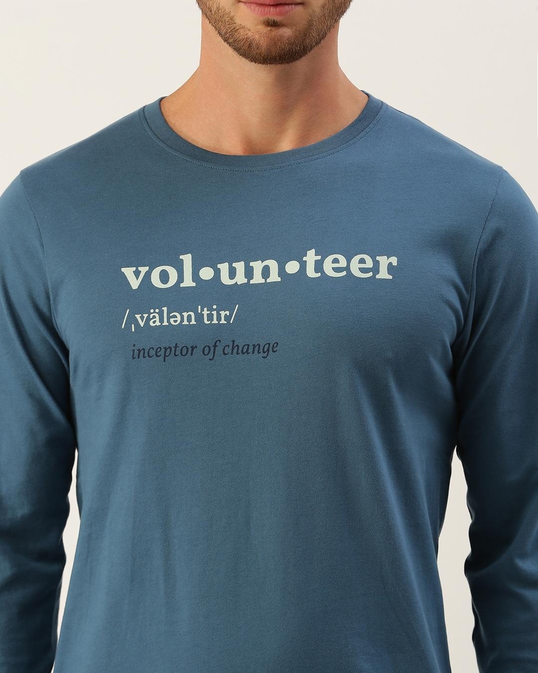 Shop Men's Blue Volunteer Typography T-shirt