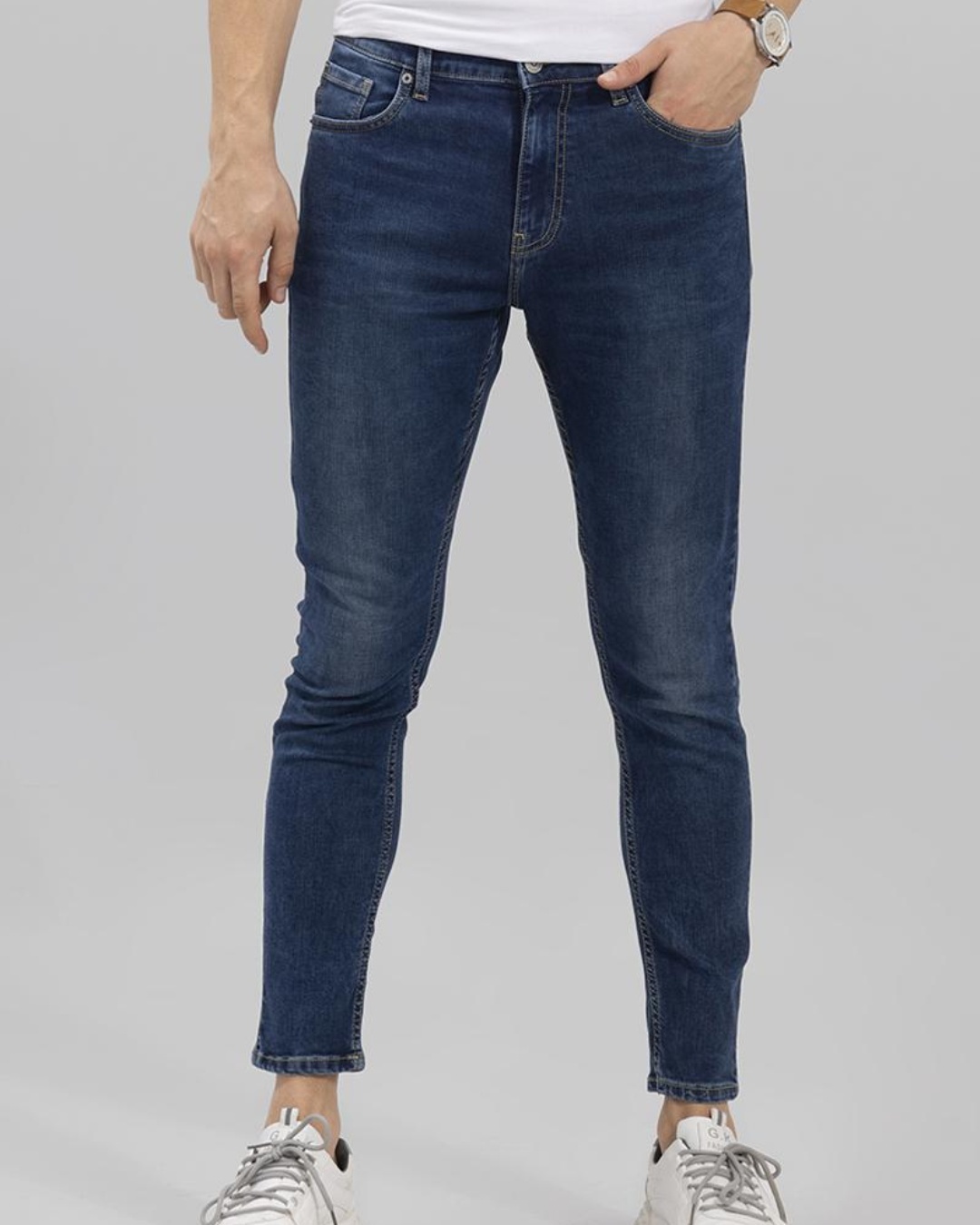 Men's Blue Washed Bootcut Jeans