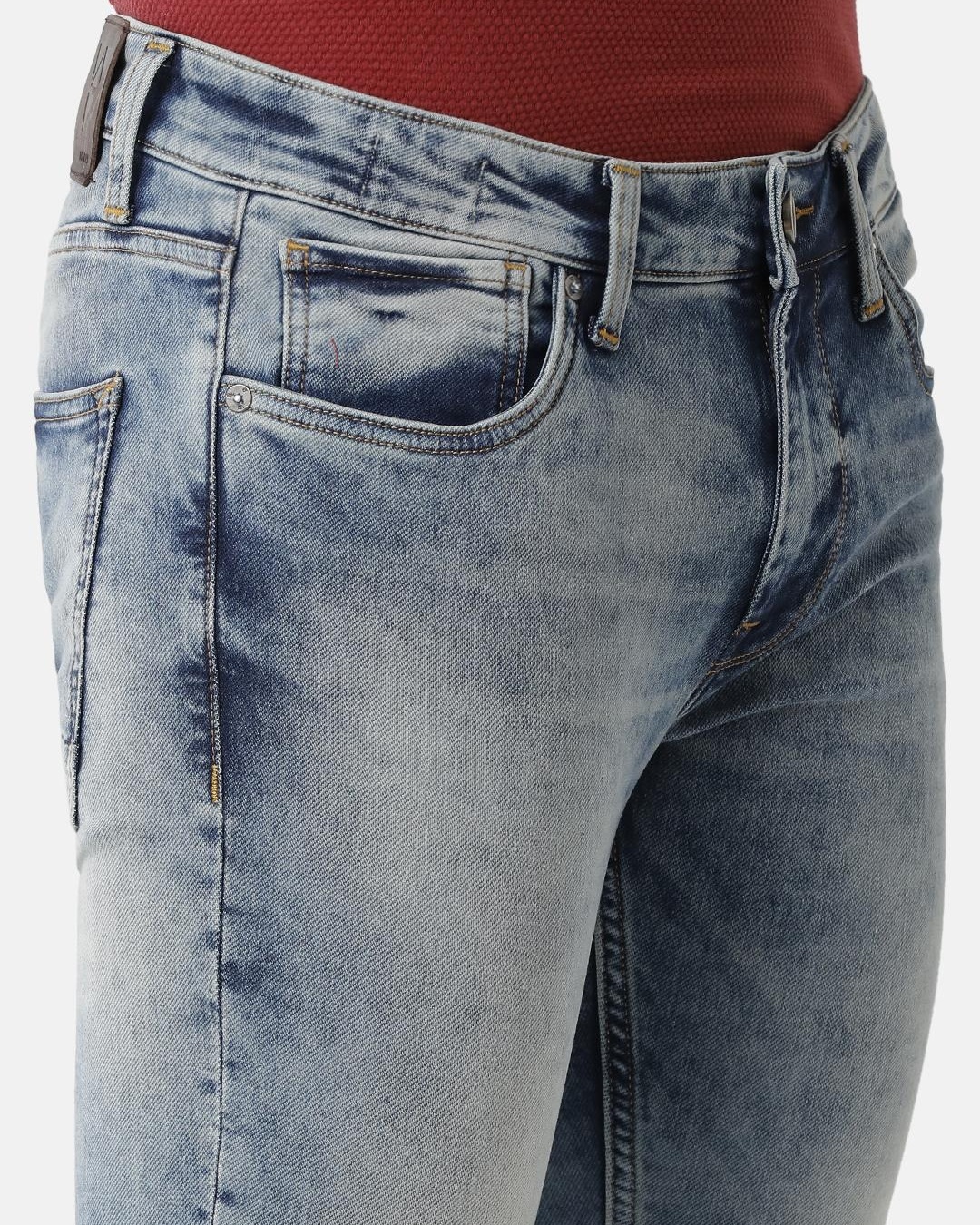 Buy Men's Blue Washed Skinny Fit Jeans for Men Blue Online at Bewakoof