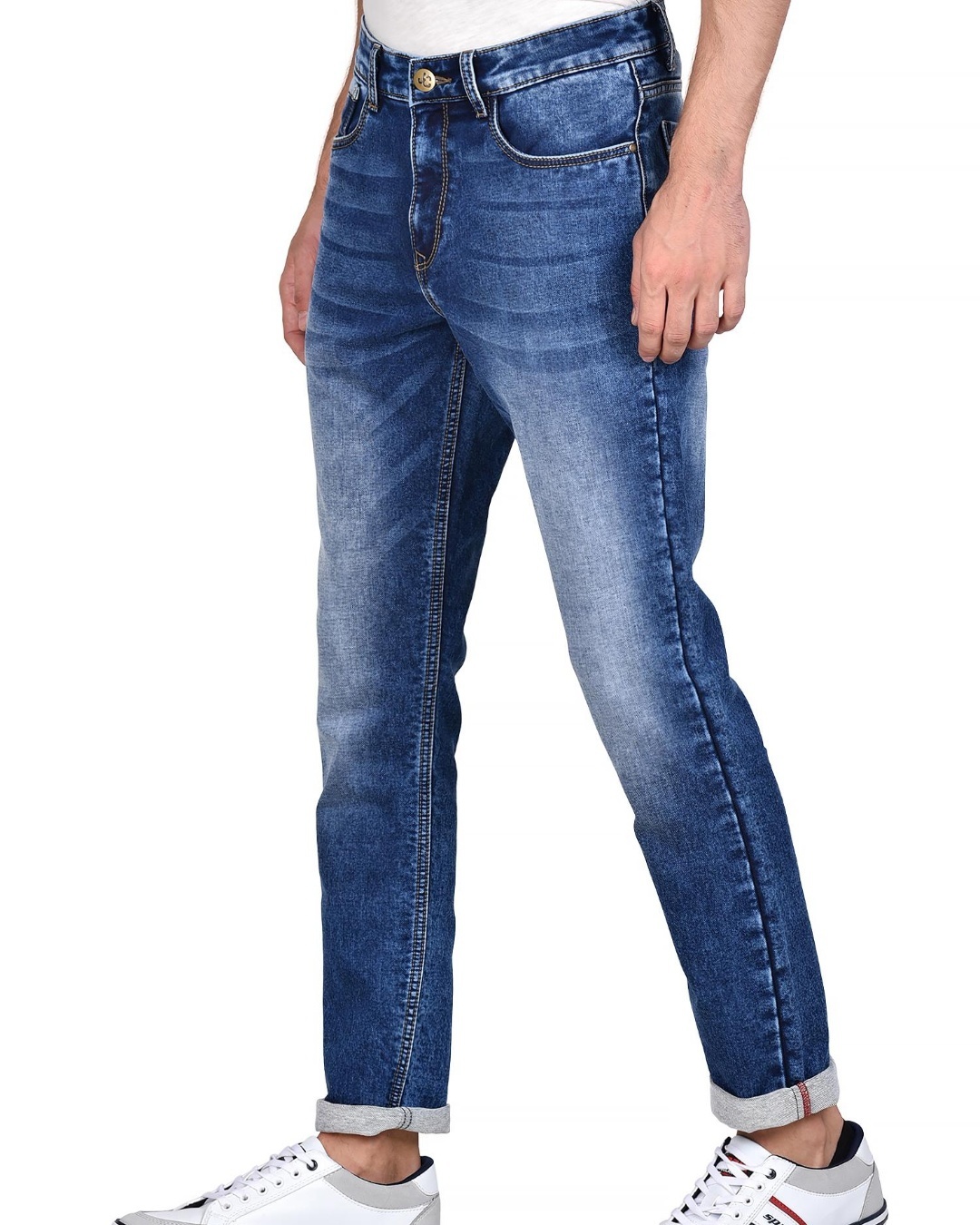 Buy Men's Blue Washed Slim Fit Jeans for Men Blue Online at Bewakoof