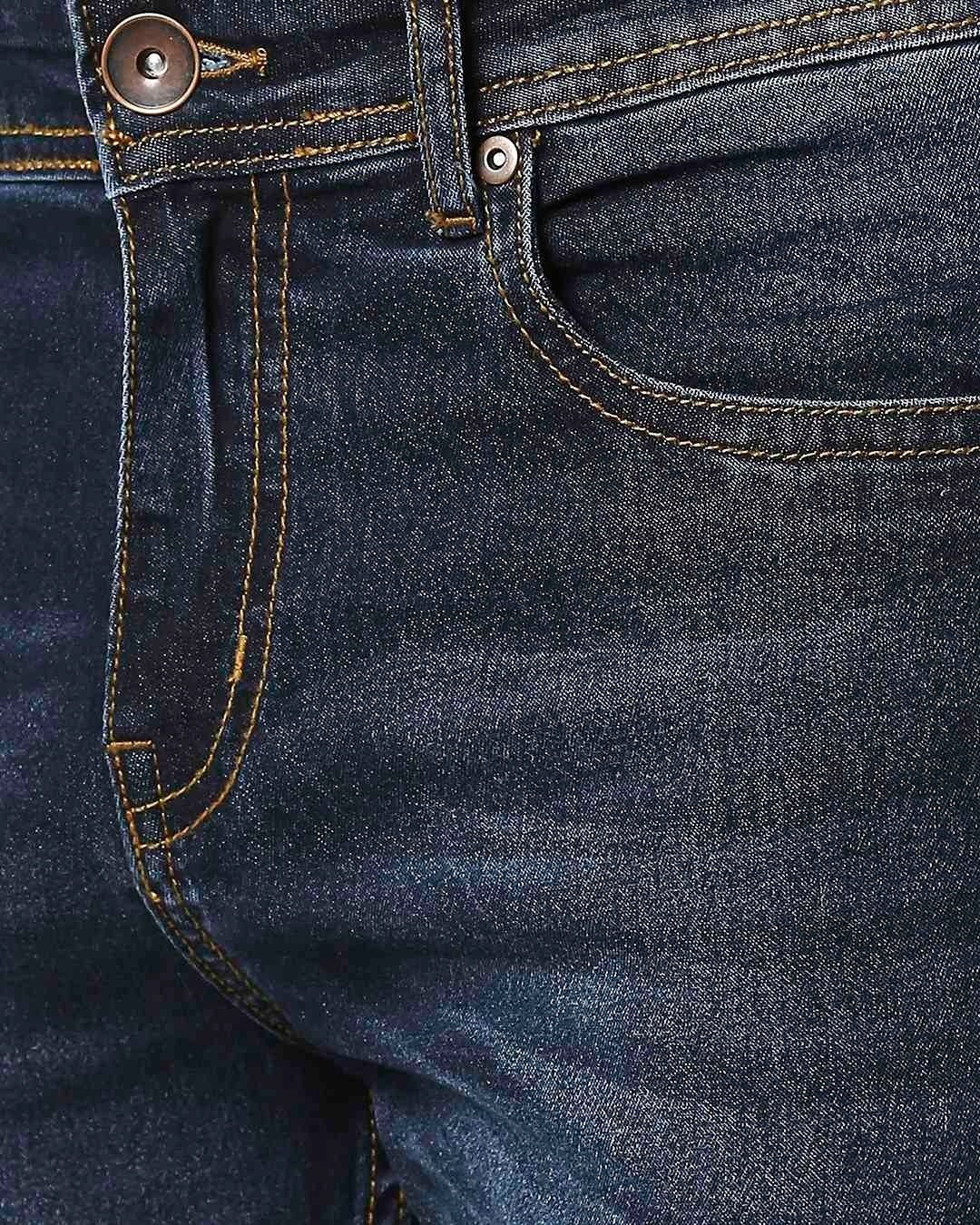 Buy Men's Blue Washed Slim Fit Mid Rise Jeans With Belt for Men Blue ...