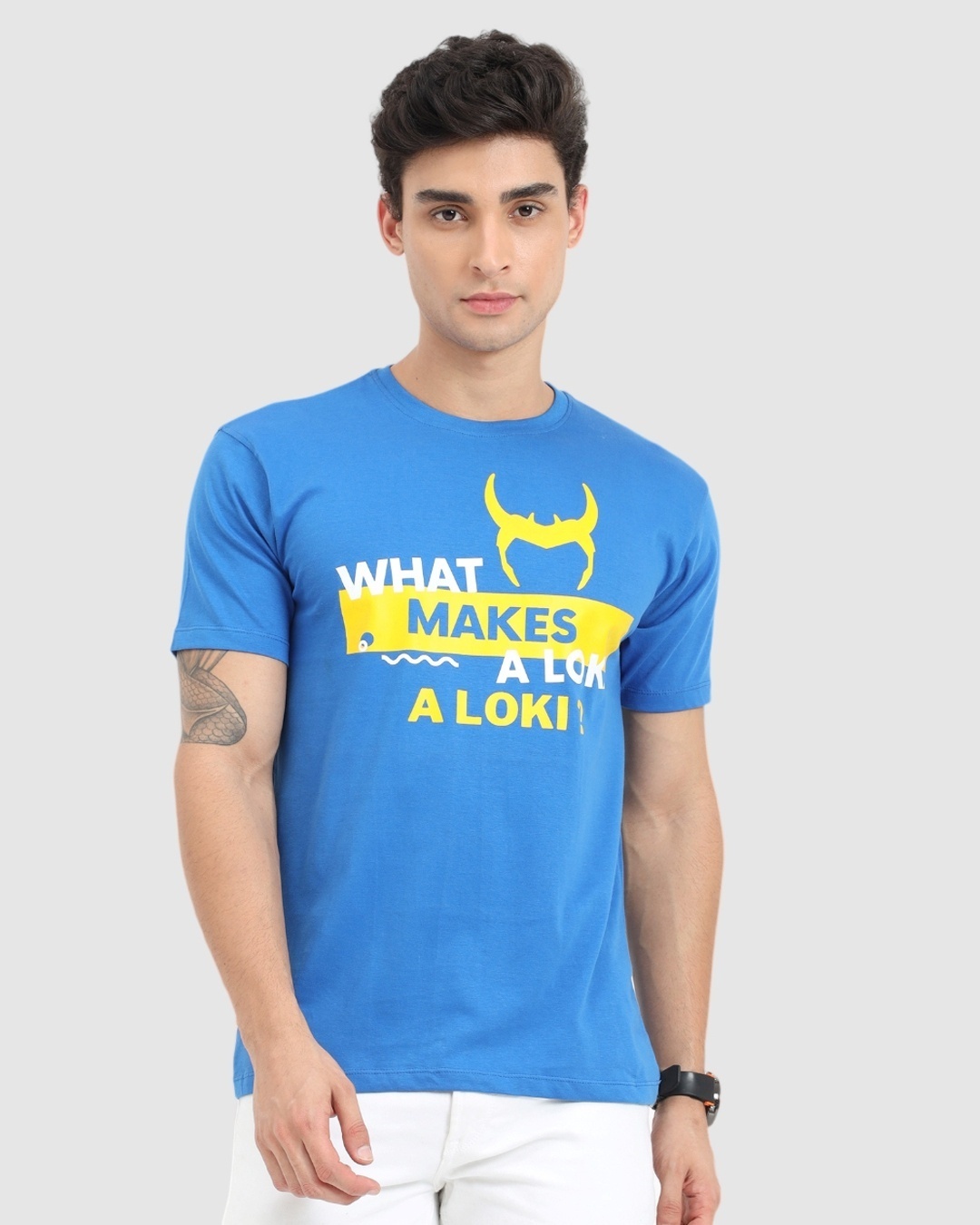 Shop Men's Blue What Makes A Loki Typography T-shirt-Front