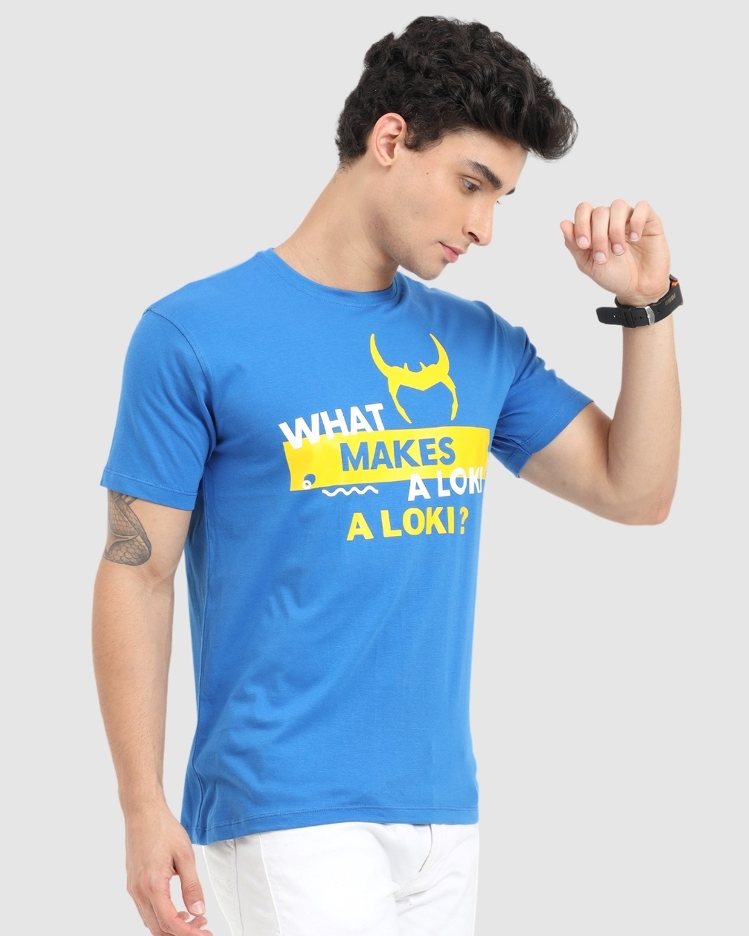 Shop Men's Blue What Makes A Loki Typography T-shirt-Back
