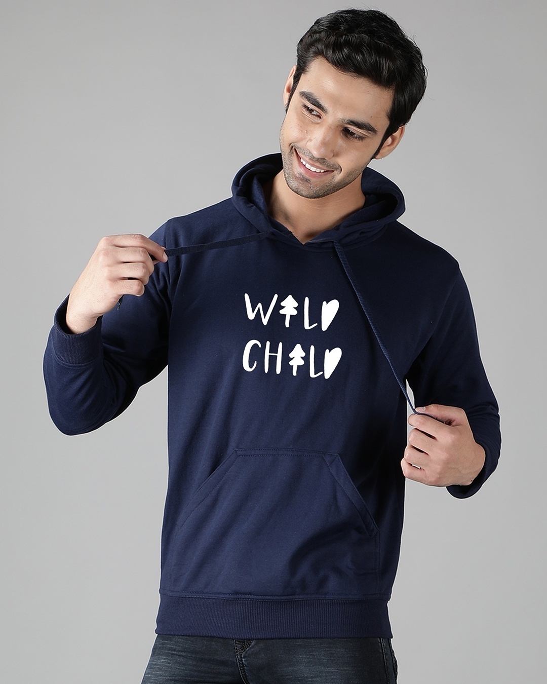 Shop Men's Blue Wild Child Hoodie Sweatshirt-Back