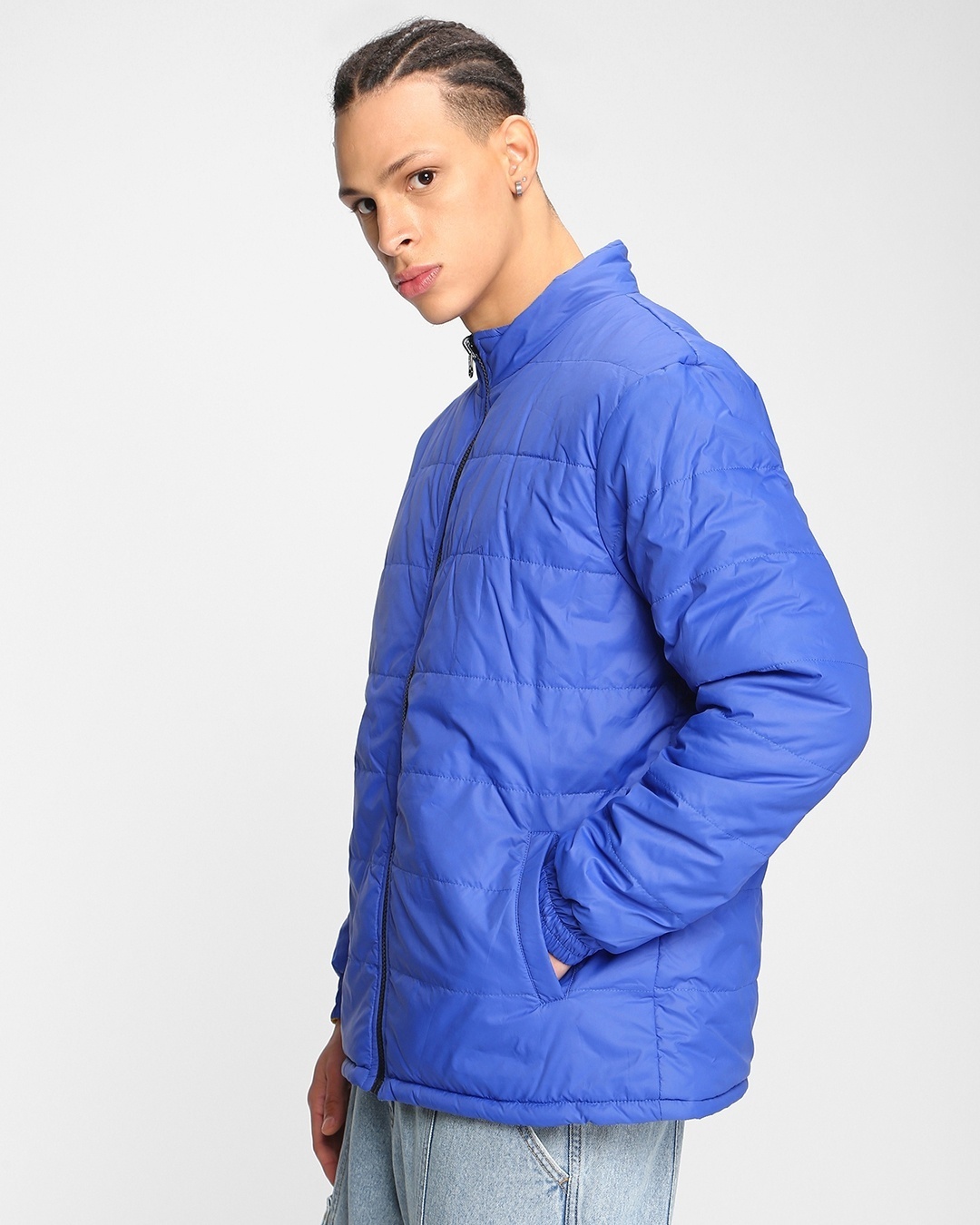 Buy Men's Blue & Yellow Reversible Puffer Jacket Online at Bewakoof