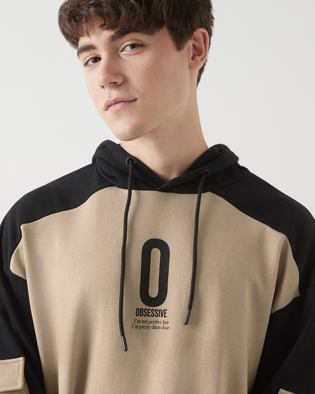 Buy Men's Brown & Black Color Block Oversized Hoodies Online at Bewakoof
