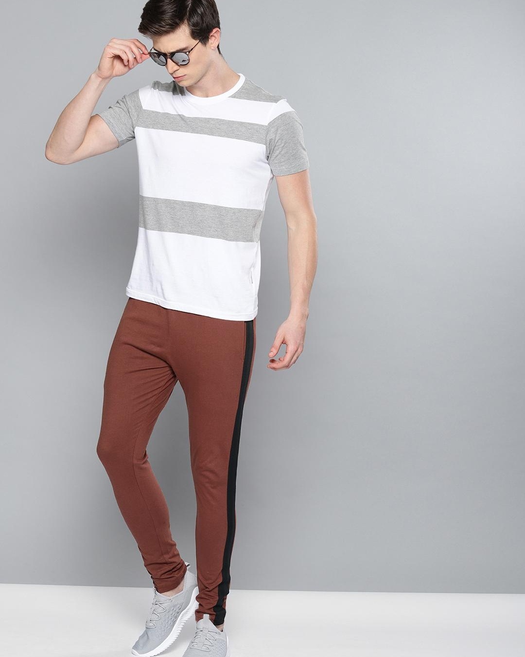 Buy Men's Brown Color Block Track Pants for Men Brown Online at Bewakoof