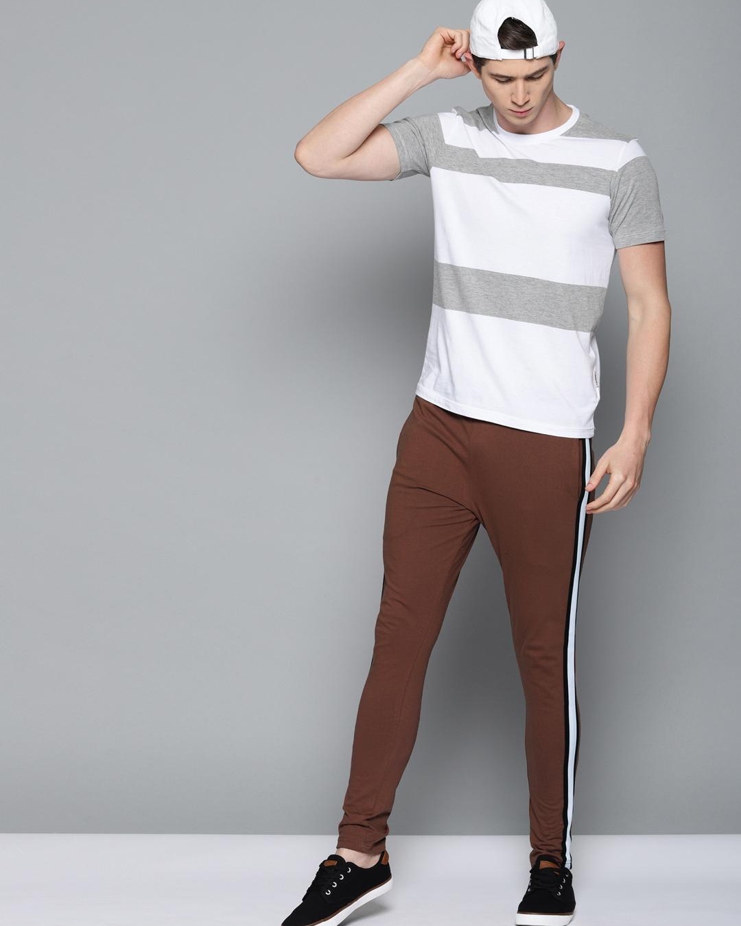 Buy Men's Brown Color Block Track Pants for Men Brown Online at Bewakoof