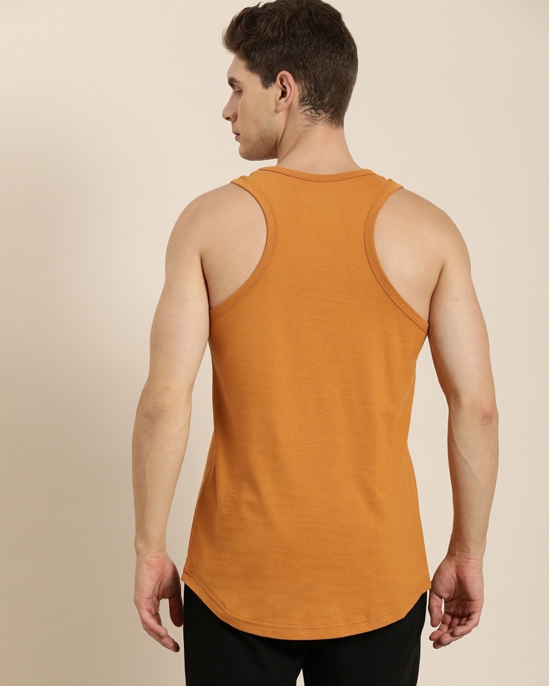 Shop Men's Brown Colourblock Sleeveless T-shirt-Back