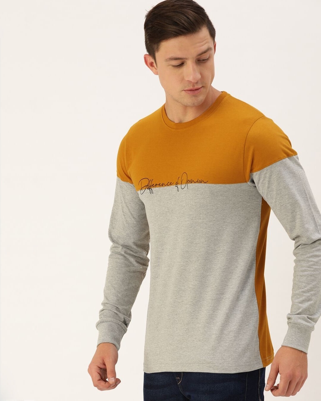 Shop Men's Brown Colourblocked T-shirt-Design