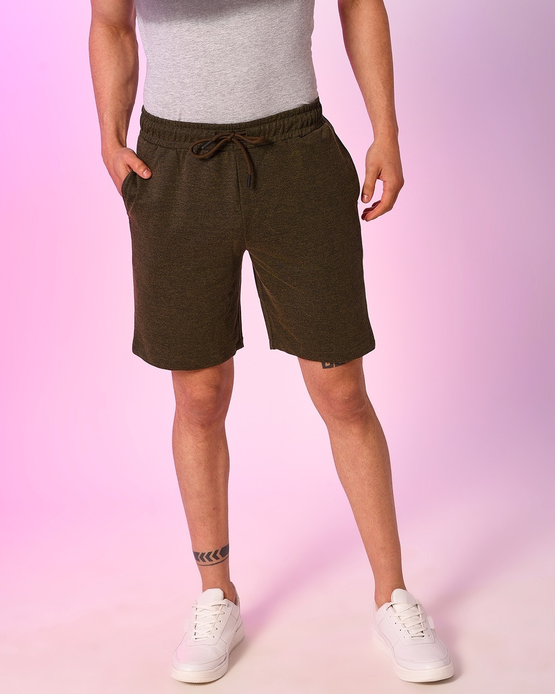 Shop Men's Brown Drawstring Shorts-Front