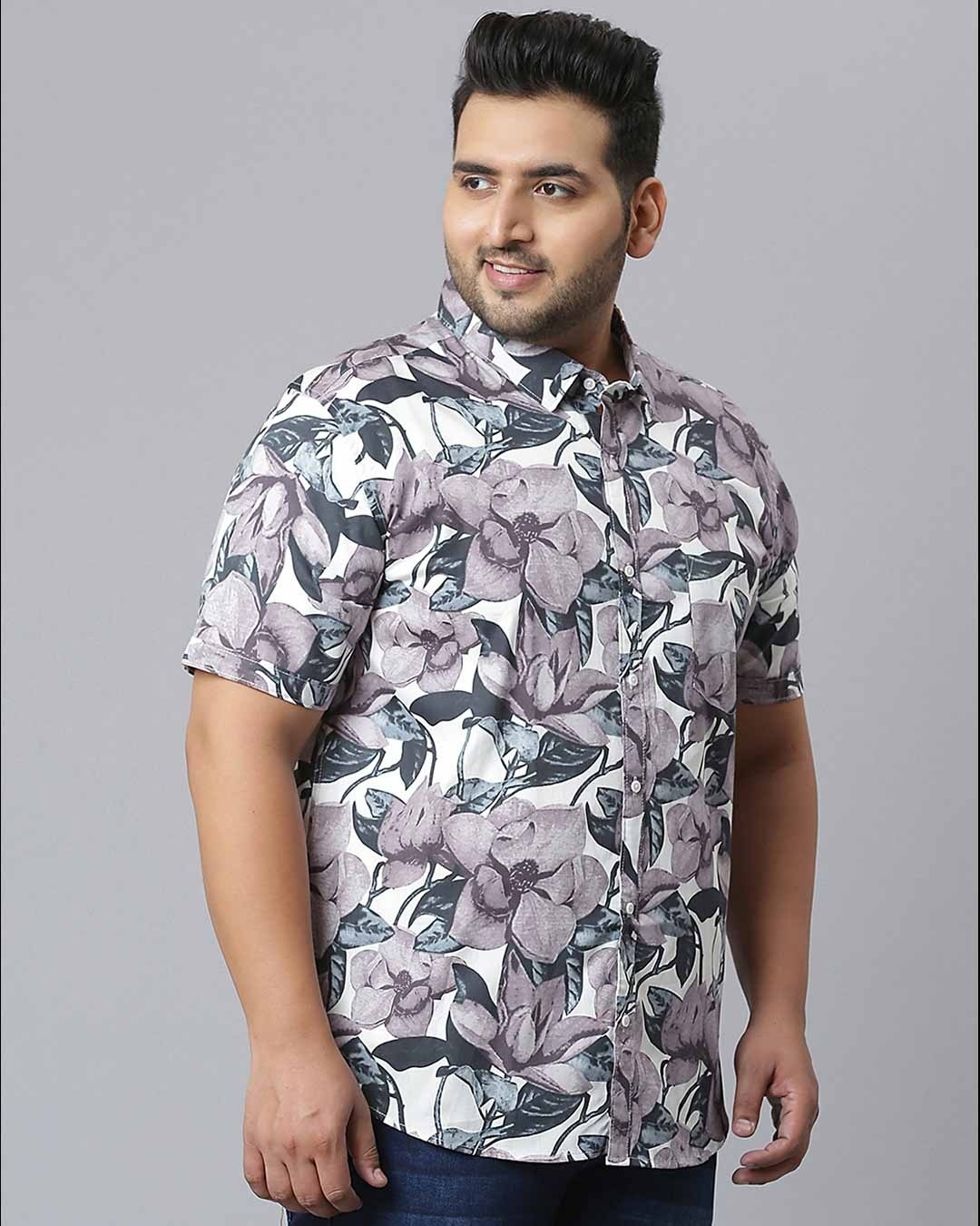 Shop Men's Brown Floral Design Stylish Half Sleeve Casual Shirt-Full