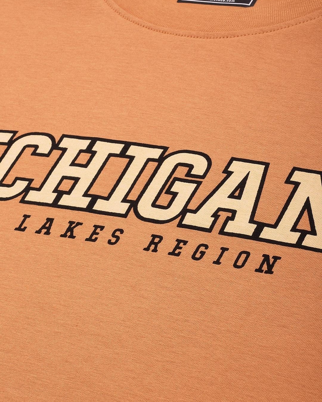 Shop Men's Brown Michigan Typography Oversized T-shirt