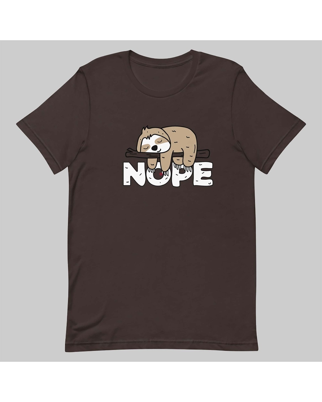 Shop Men's Brown Nope Sloth Typography T-shirt