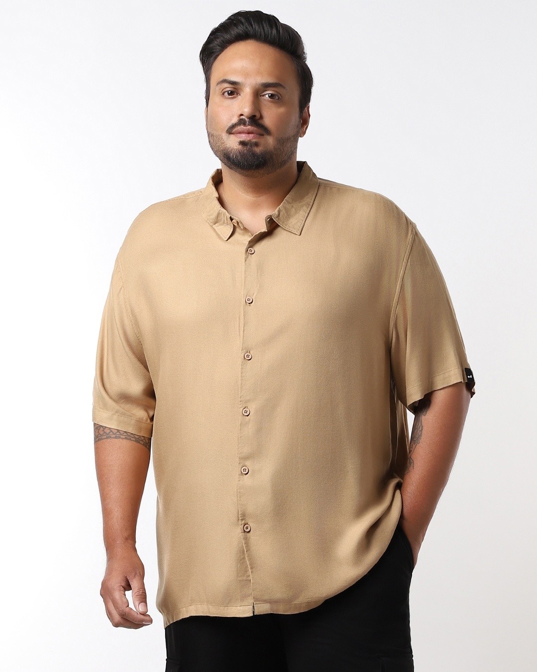 Men's Brown Oversized Plus Size Shirt