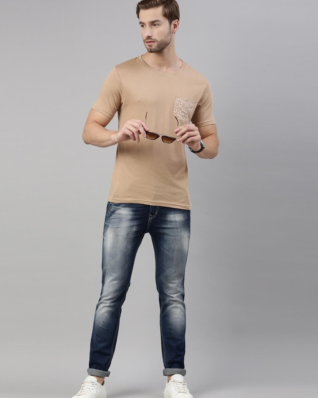 Buy Men's Brown Printed Tshirt for Men Brown Online at Bewakoof