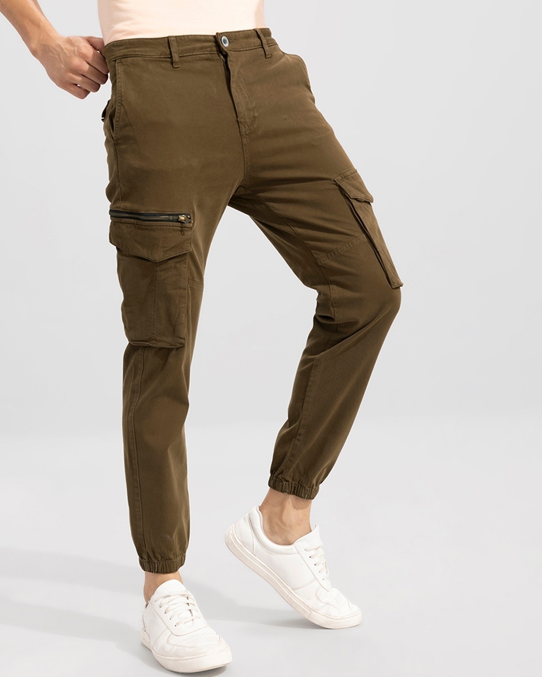 Trousers  Sisley Mens Slim Fit Cargo Trousers Military Green  Mella Risya
