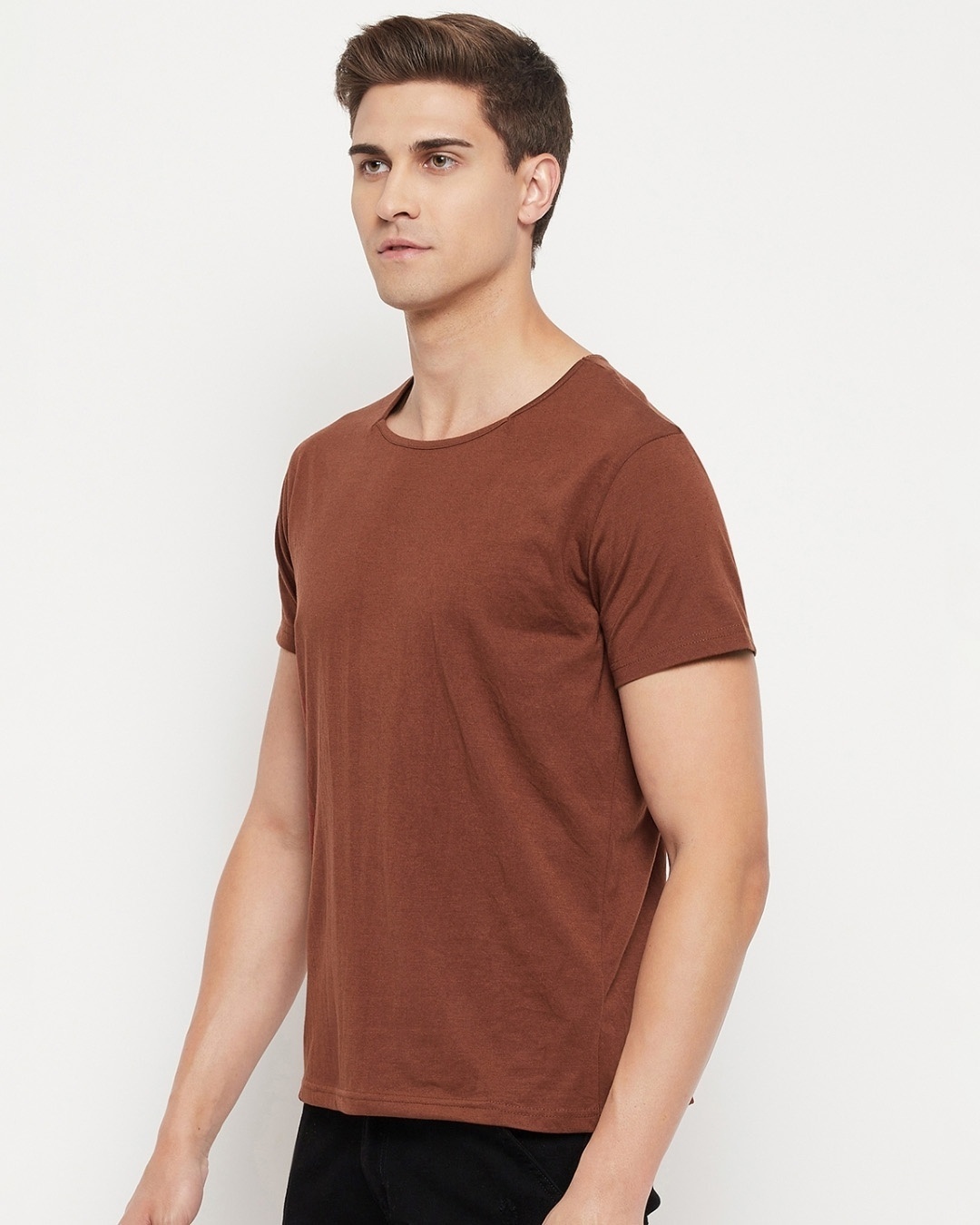 Shop Men's Brown Slim Fit T-shirt-Back