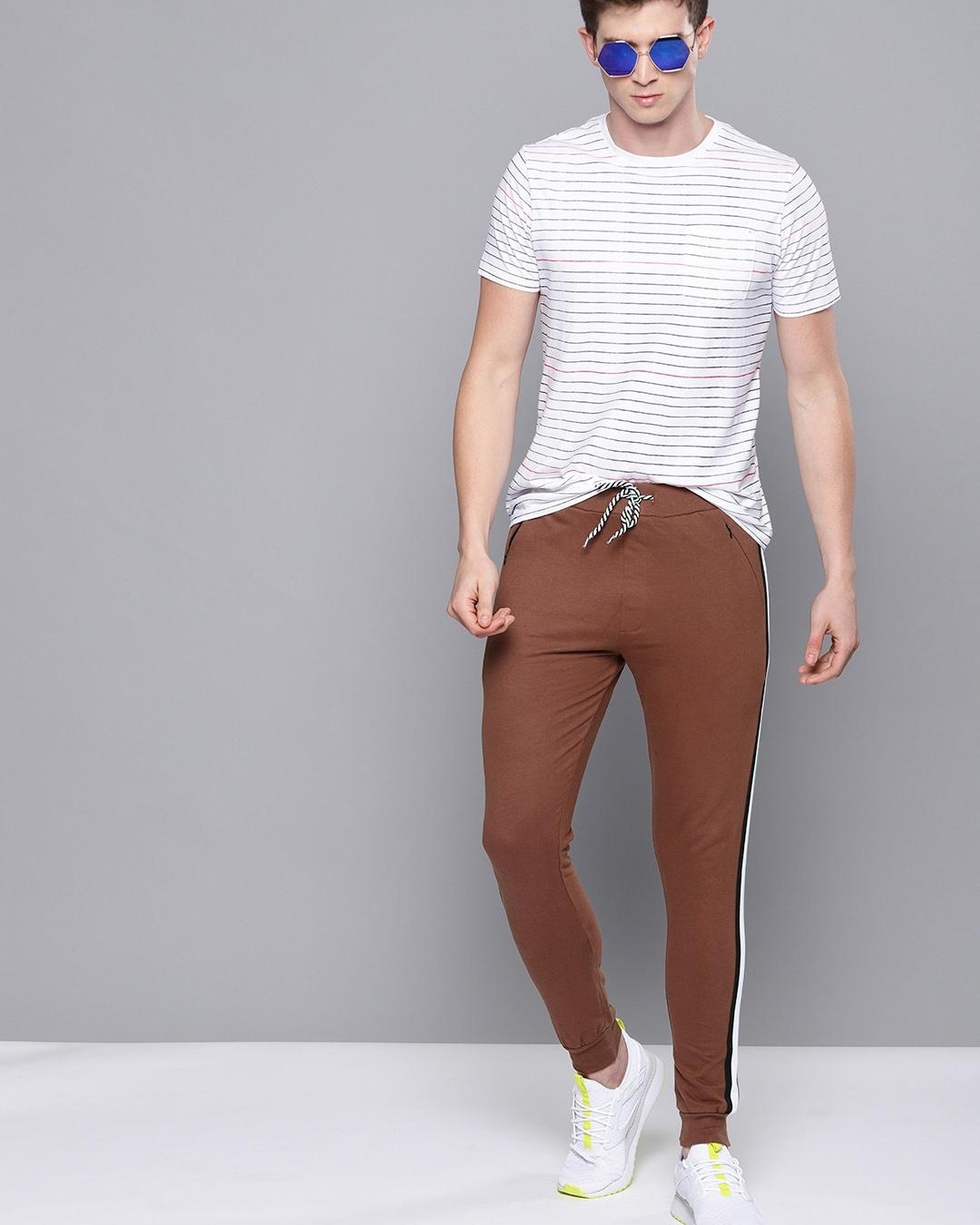Buy Men's Brown Striped Joggers for Men Brown Online at Bewakoof