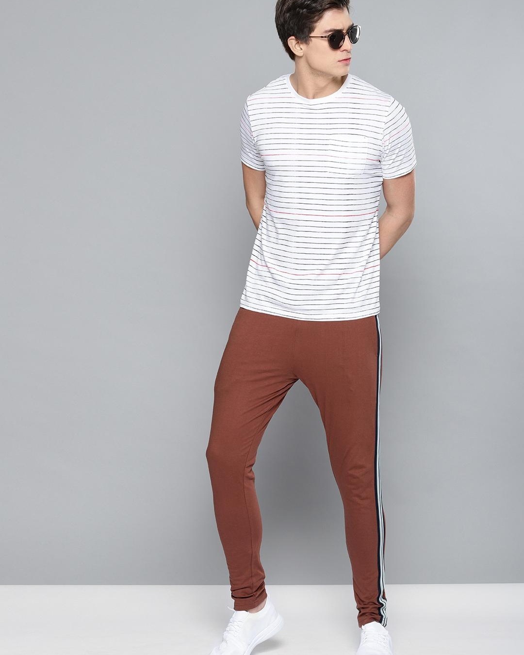 Buy Men's Brown Striped Track Pants for Men Brown Online at Bewakoof