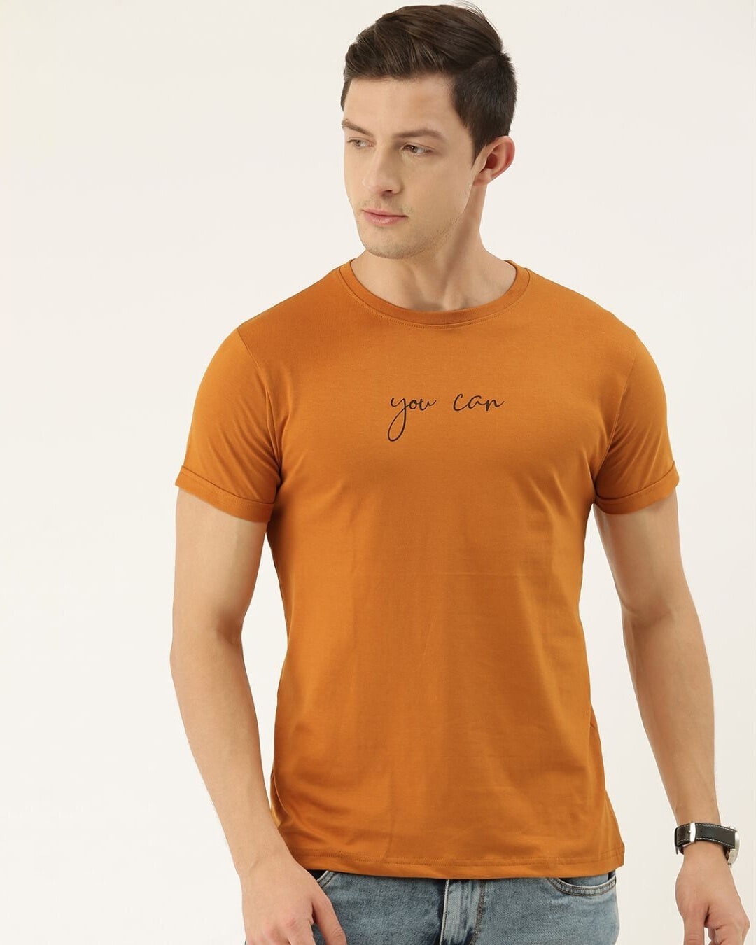 Shop Men's Brown Typography T-shirt