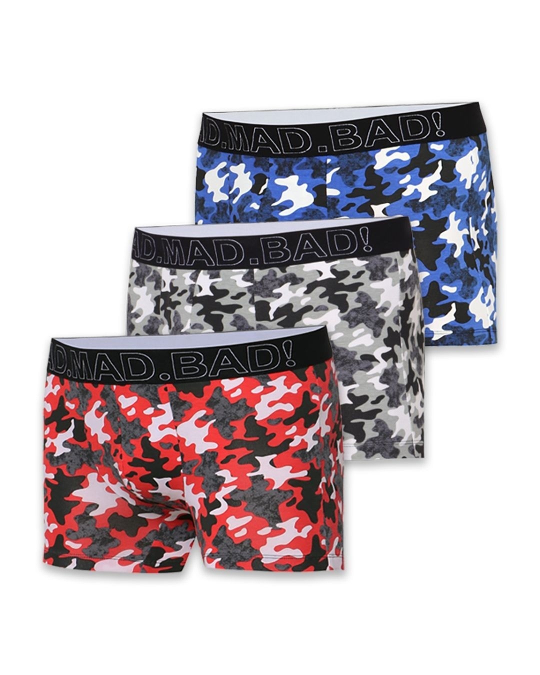 Shop Men's Camo Printed Cotton Trunks (Pack of 3)-Front