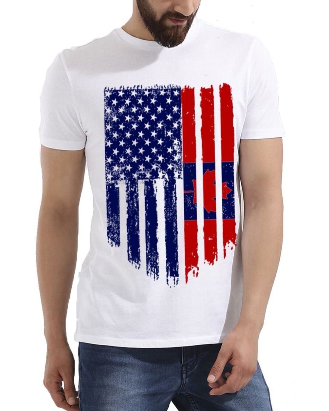 Shop Men's Canada Flag Printed Cotton T-shirt-Front
