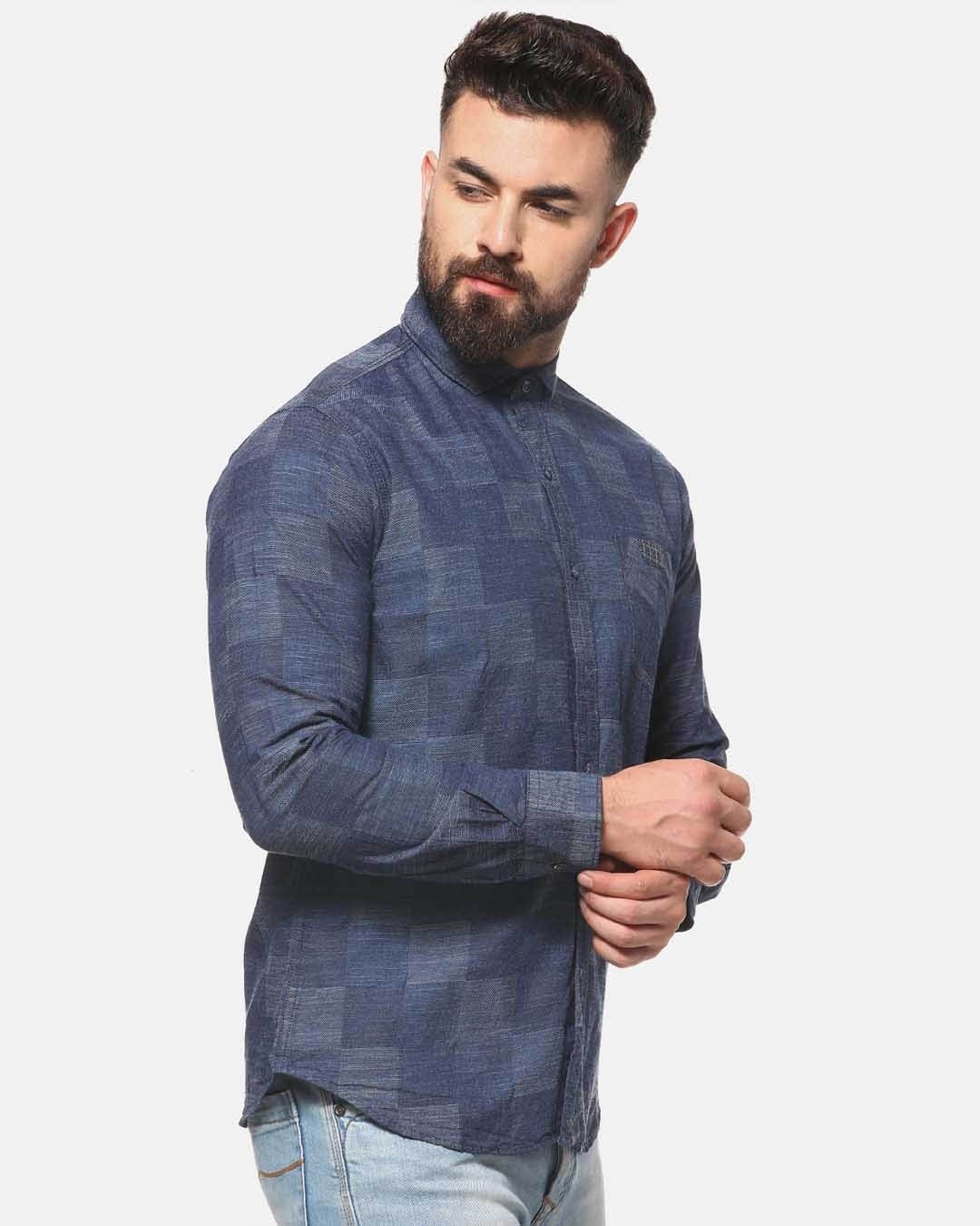 Shop Men's Casual Checkered Shirt-Back