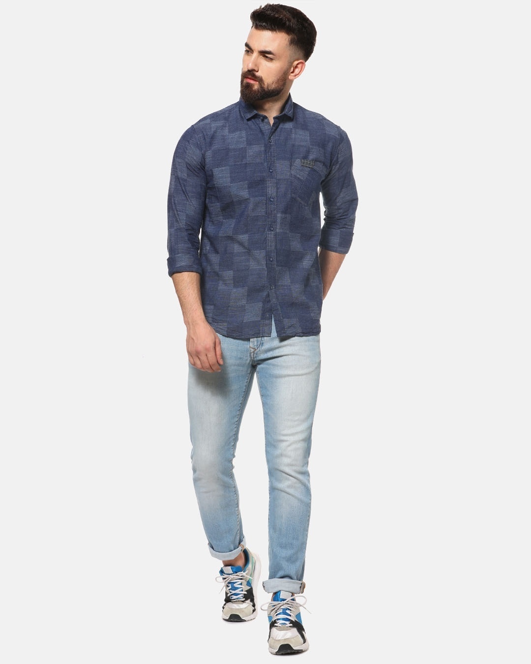 Shop Men's Casual Checkered Shirt-Full