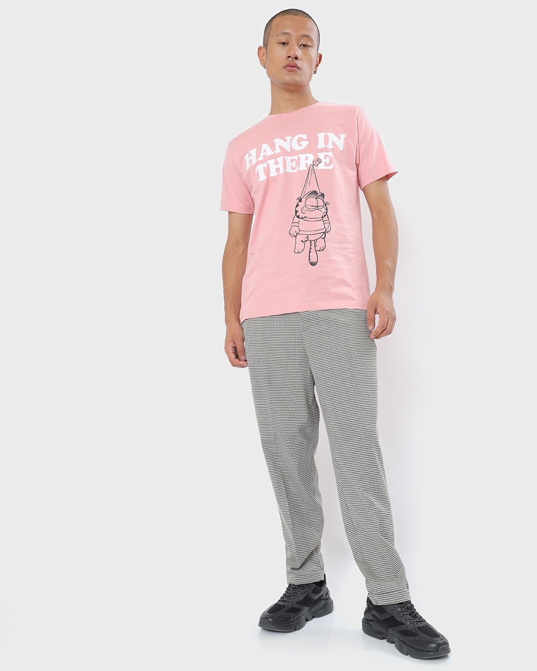 Shop Men's Cheeky Pink Hang In There Typography T-shirt-Full