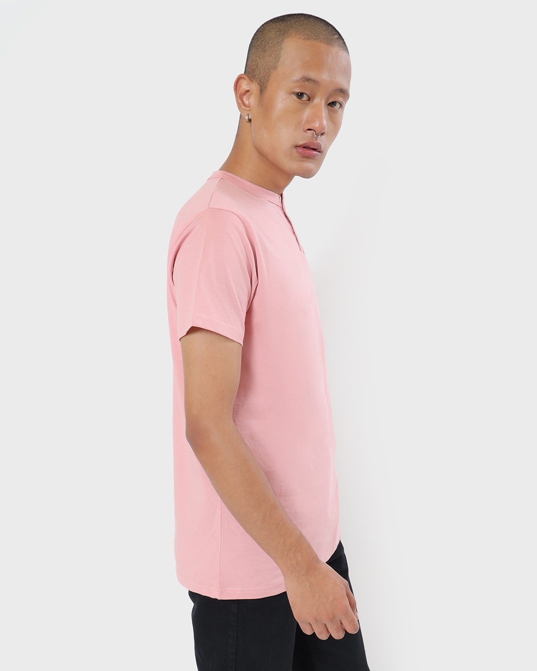 Shop Men's Cheeky Pink Henley T-shirt-Back