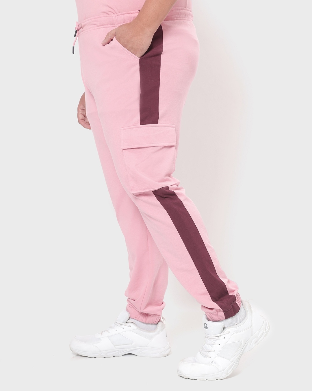 Shop Men's Cheeky Pink Pocket Side Panel Plus Size Joggers-Back