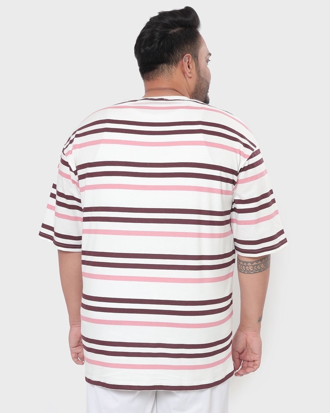 Shop Men's Cheeky Pink Stripe Plus Size T-shirt-Design