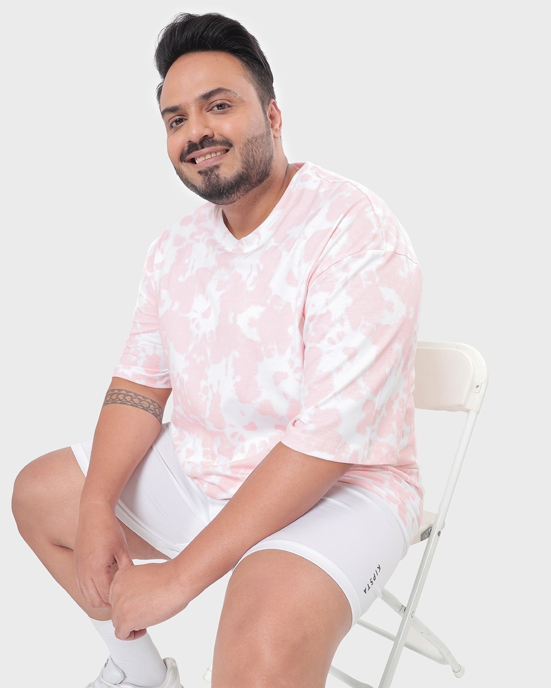 Shop Men's Cheeky Pink Tie & Dye Plus Size T-shirt-Front