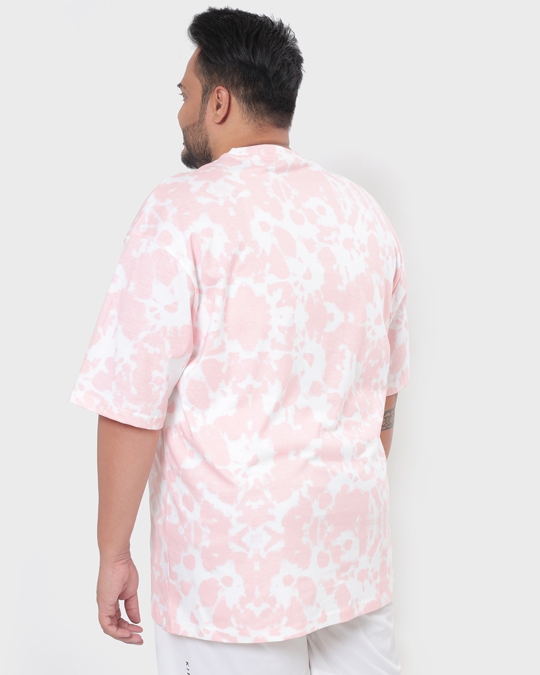 Shop Men's Cheeky Pink Tie & Dye Plus Size T-shirt-Back