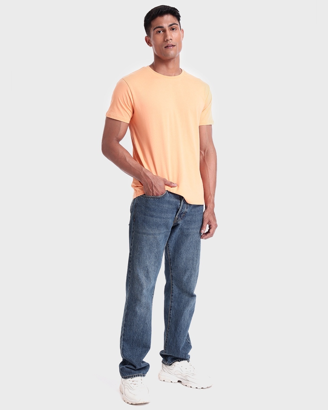 Shop Men's Orange Chiffon T-shirt-Full
