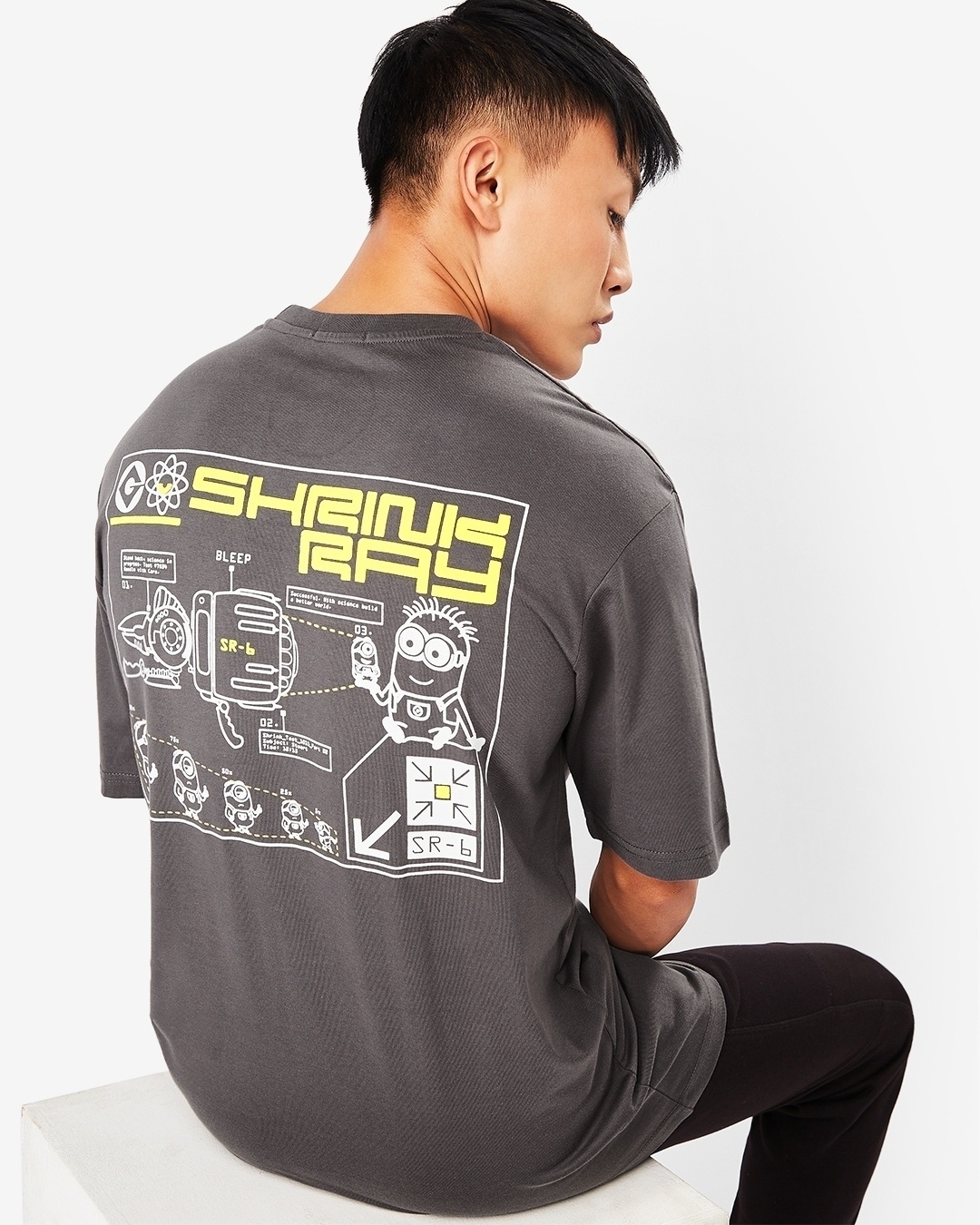 Shop Men's Dark Shadow Shrink Ray Typography Oversized Fit T-shirt-Front